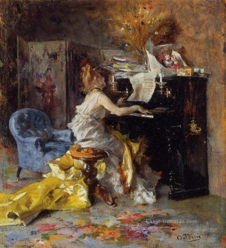  FRAU Kunst - Frau an einem Klavier Genre Giovanni Boldini